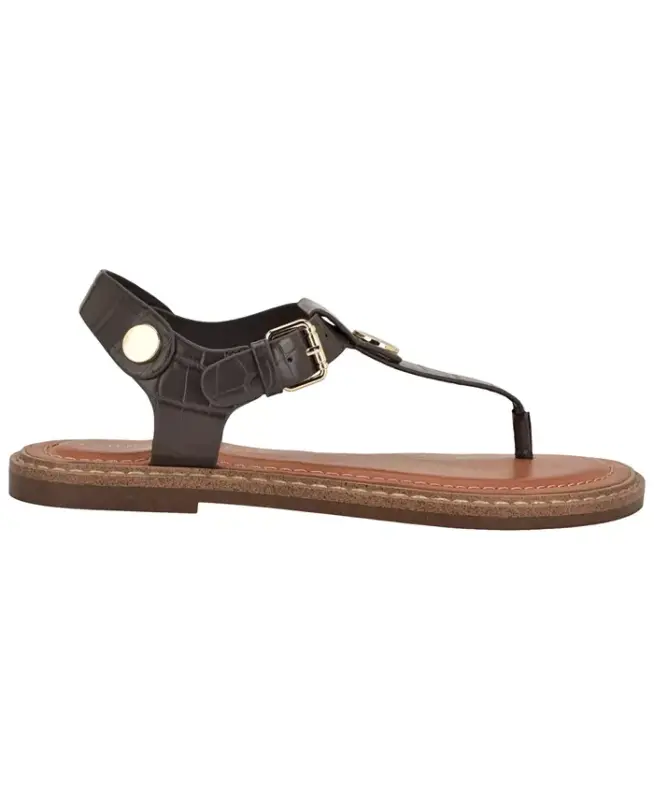 Women's Bennia Flat Thong Sandals - Brown Croco - 2