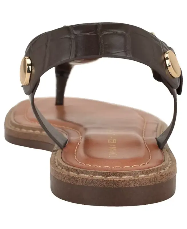 Women's Bennia Flat Thong Sandals - Brown Croco - 3