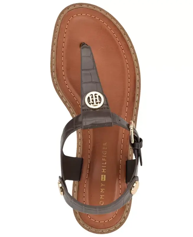 Women's Bennia Flat Thong Sandals - Brown Croco - 4