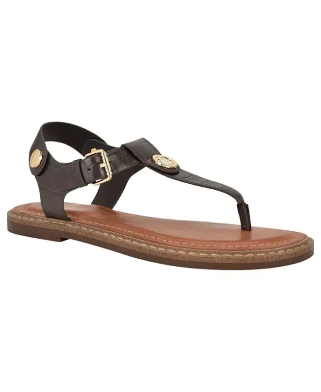 Women's Bennia Flat Thong Sandals - Brown Croco - TOMMY HILFIGER