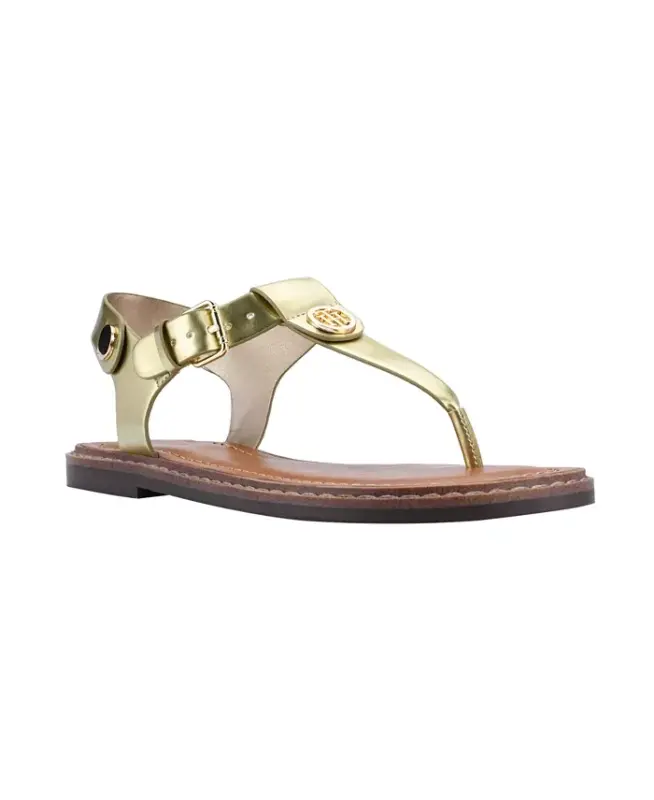 Women's Bennia Flat Thong Sandals - Gold-Tone - TOMMY HILFIGER