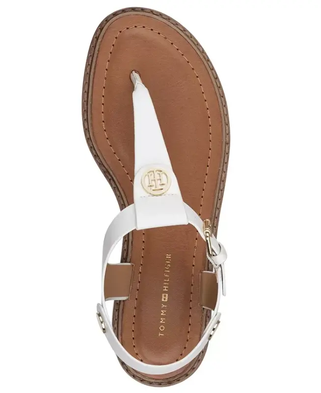 Women's Bennia Thong Flat Sandals-White - 4