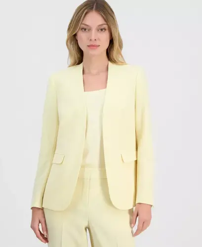 Women's Bi-Stretch Collarless Open-Front Blazer, Created for Modazone - Yellow Glow - BAR III (1)