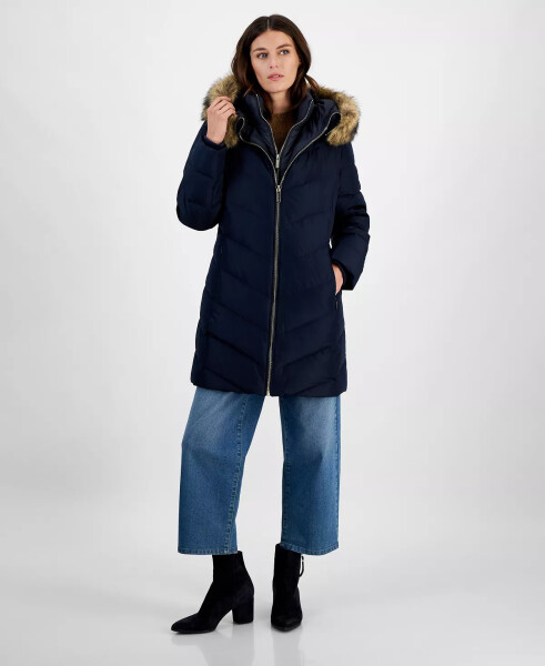 Women's Bibbed Faux-Fur-Trim Hooded Puffer Coat - 1