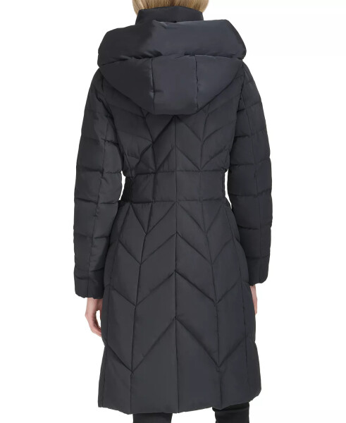 Women's Bibbed Hooded Puffer Coat Black - 2