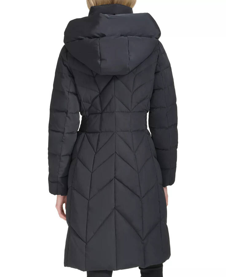 Women's Bibbed Hooded Puffer Coat Black - 2