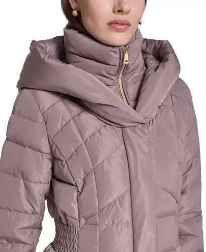 Women's Bibbed Hooded Puffer Coat - Cashew - 6