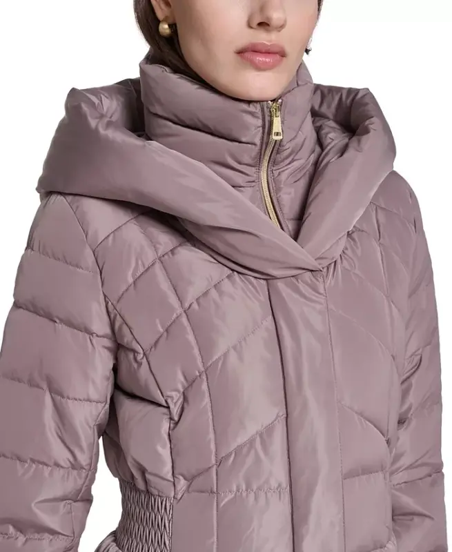 Women's Bibbed Hooded Puffer Coat - Cashew - 6