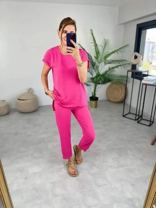 Women's Bicycle Collar Trousers Darts Aerobin Fabric Two Piece Set - 2