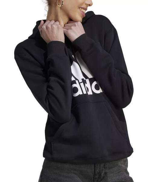 Women's Big Logo Fleece Hooded Sweatshirt Black/white - 3