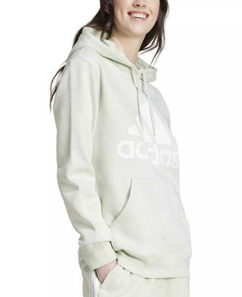 Women's Big Logo Fleece Hooded Sweatshirt Linen Green - 2