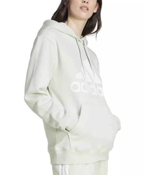 Women's Big Logo Fleece Hooded Sweatshirt Linen Green - 4