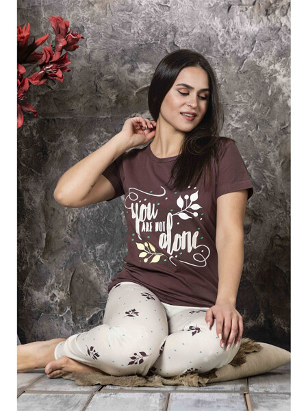 Women's Bike Neck Printed Pajama Set - 4