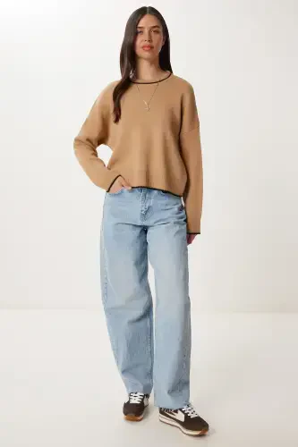 Women's Biscuit Basic Knitted Sweater PF00010-Biscuit - 4