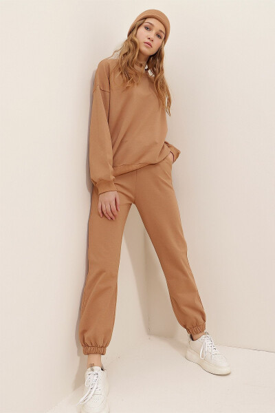 Women's Biscuit Bicycle Collar Elastic Waist and Cuff Two-Thread Basic Tracksuit ALC-507-669-001 - 2