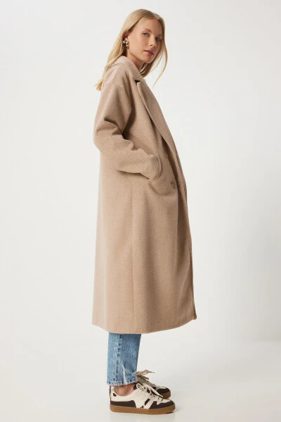 Women's Biscuit Crossover Collar Wool Coat DD01337-Bisk - 5