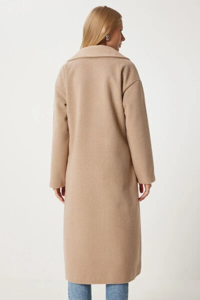 Women's Biscuit Crossover Collar Wool Coat DD01337-Bisk - 9