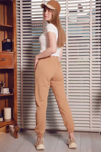 Women's Biscuit Elastic Waist and Hem Basic Sweatpants ALC-X5902-BISCUIT - 7