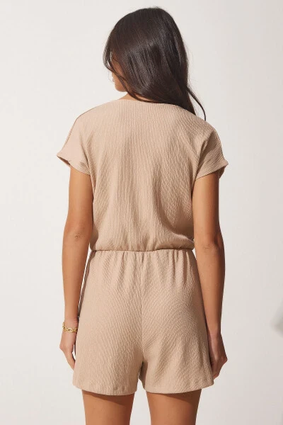 Women's Biscuit Envelope Neck Short Knitted Jumpsuit UB00019 - 4