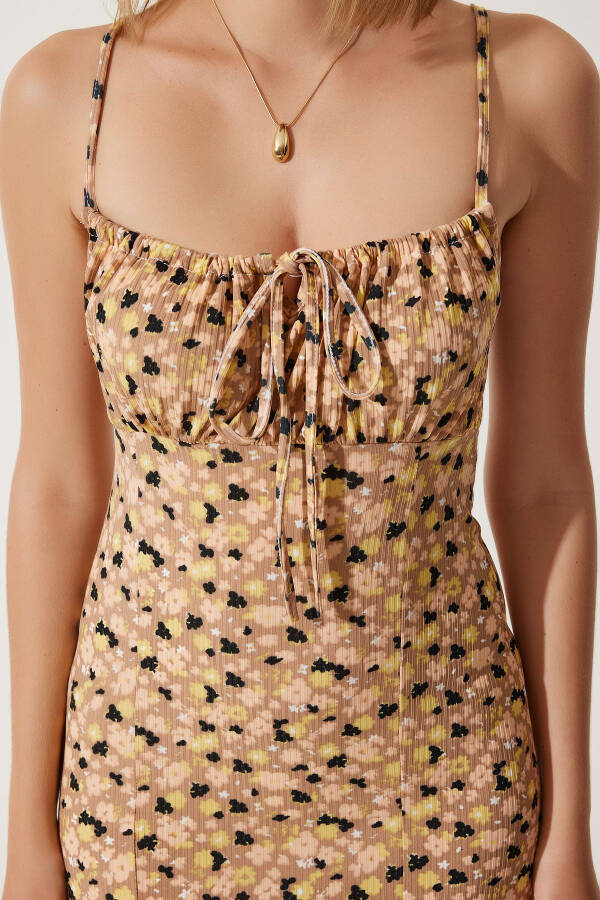 Women's Biscuit Floral Ruffle Summer Knit Dress CI00029 - 4