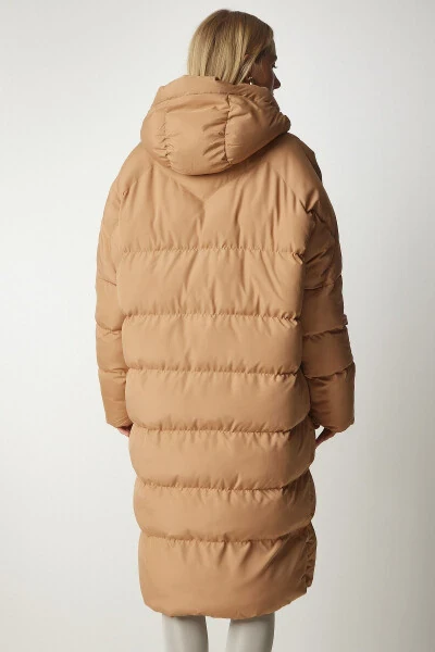 Women's Biscuit Hooded Oversize Long Padded Coat NT00428 - 7