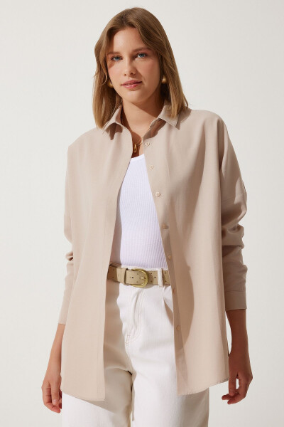 Women's Biscuit Oversize Long Basic Shirt DD00842 - 6