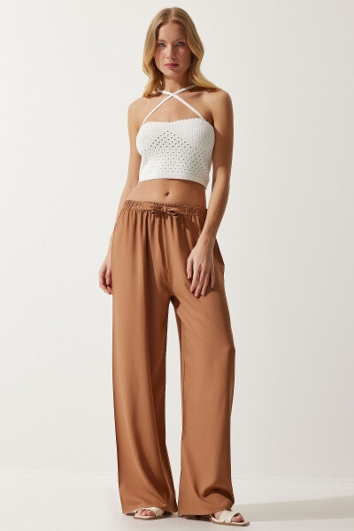 Women's Biscuit Summer Viscose Palazzo Trousers EN00610 - 3