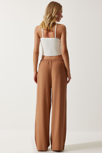Women's Biscuit Summer Viscose Palazzo Trousers EN00610 - 6
