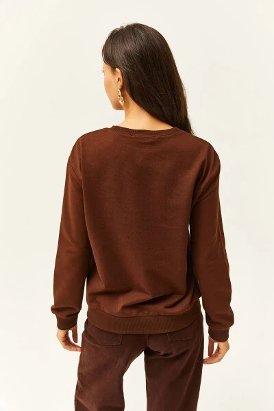 Women's Bitter Coffee Eye Embroidered Seasonal Sweatshirt SWT-19000598 - 5