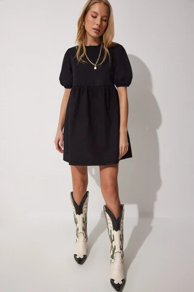 Women's Black A-Line Denim Dress RH00015 - 1