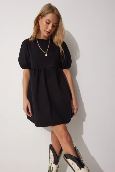 Women's Black A-Line Denim Dress RH00015 - 3