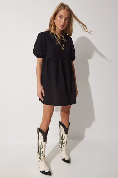 Women's Black A-Line Denim Dress RH00015 - 5