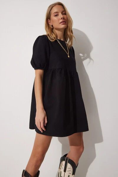 Women's Black A-Line Denim Dress RH00015 - 6
