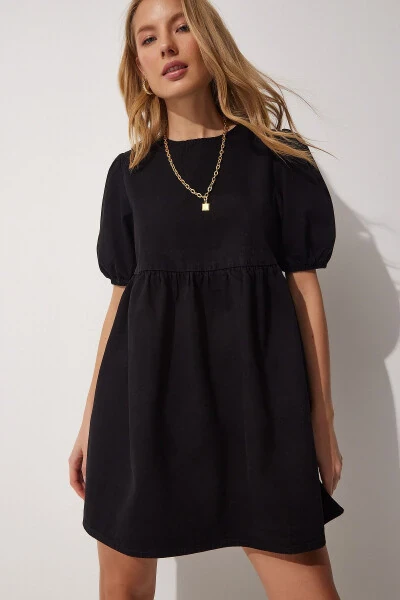 Women's Black A-Line Denim Dress RH00015 - 7