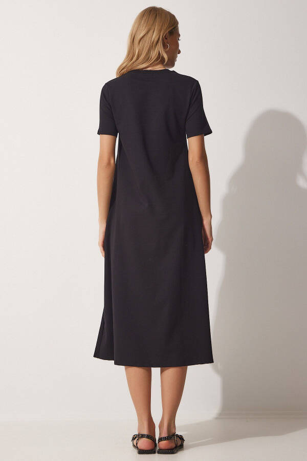 Women's Black A-Line Summer Cotton Dress UB00060 - 3