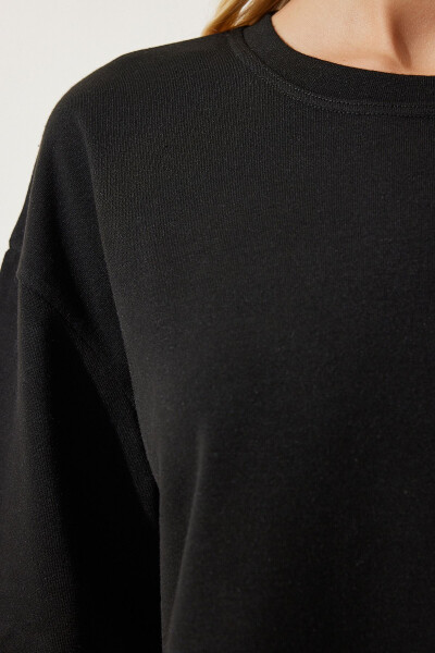 Women's Black Basic Crop Knit T-Shirt RG00008 - 8