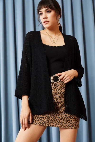 Women's Black Batwing Spring Cardigan HRK-19000057 - OLALOOK (1)