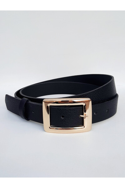 Women's Black Belt with Gold Buckle - 2