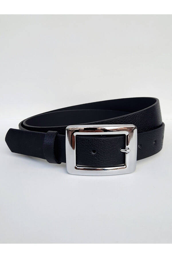 Women's Black Belt with Silver Buckle - 1