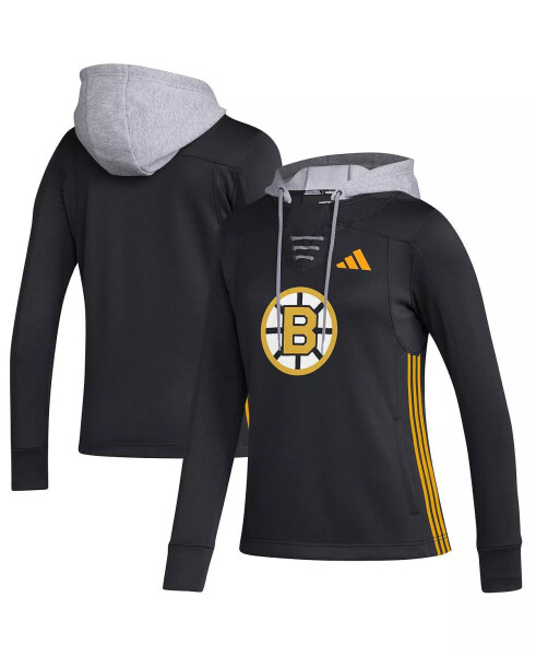 Women's Black Boston Bruins Refresh Skate Lace AEROREADY Pullover Hoodie Black - 1