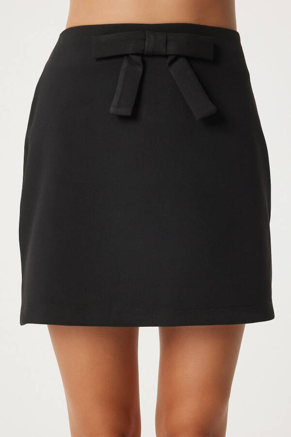 Women's Black Bow Detail Mini Woven Skirt UL00043 - 4