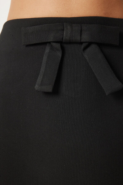 Women's Black Bow Detail Mini Woven Skirt UL00043 - 5