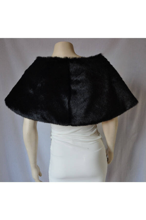 Women's Black Brooch Fur Bridal And Evening Wrap Bolero - 14