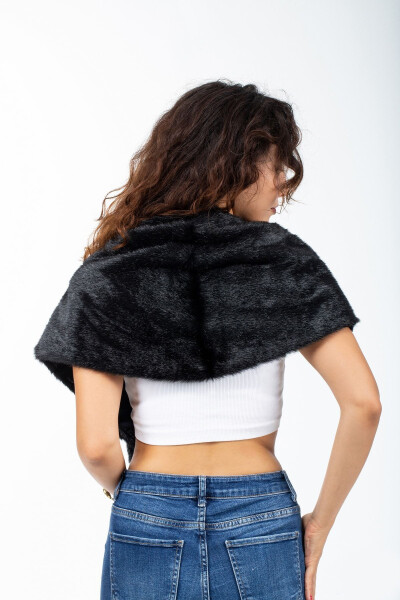 Women's Black Brooch Wedding & Fur Stole - KRK (1)