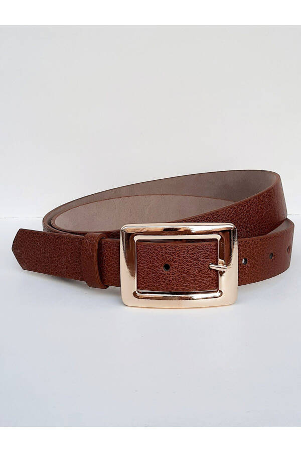 Women's Black-Brown Gold Buckle 2-Piece Belt Set - 7