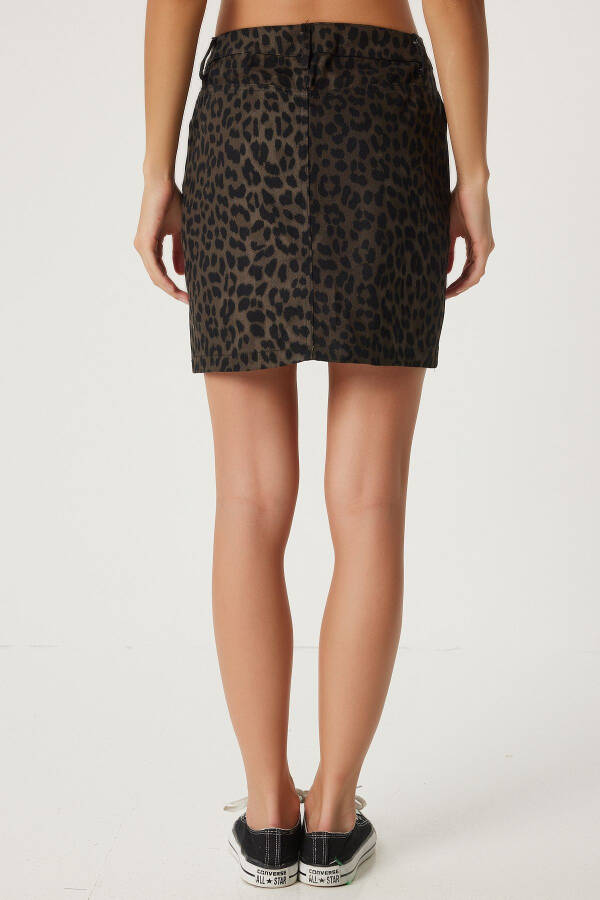 Women's Black Brown Leopard Print Mini Denim Skirt UL00041 - 6