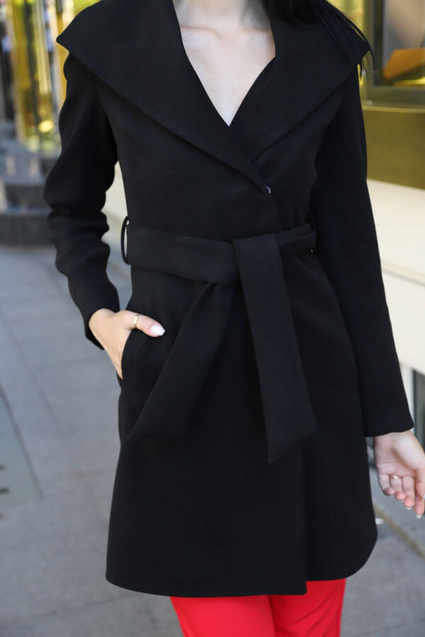 Women's Black Cashmere Fit Coat - 2