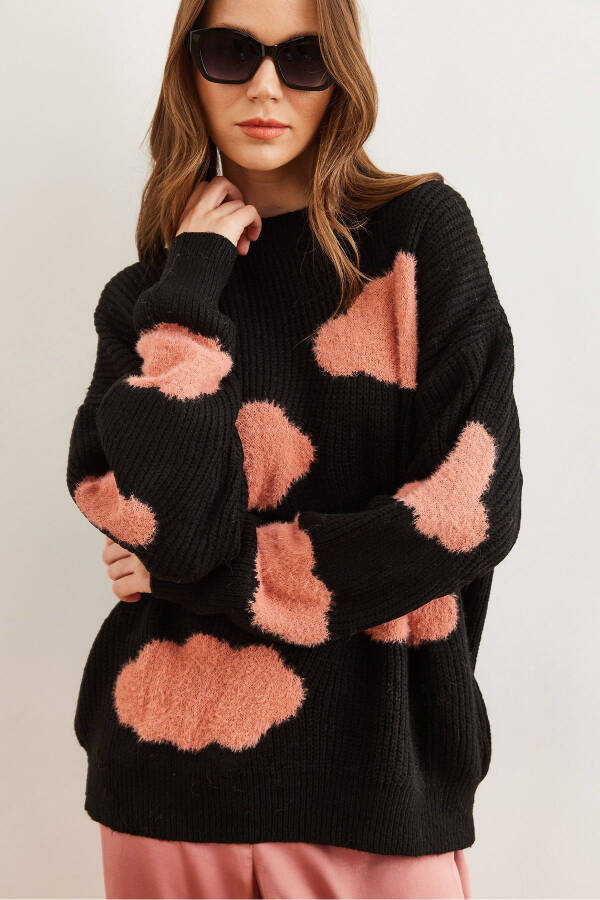 Women's Black Cloud Detailed Soft Textured Knitted Sweater KZK-19000857 - 5