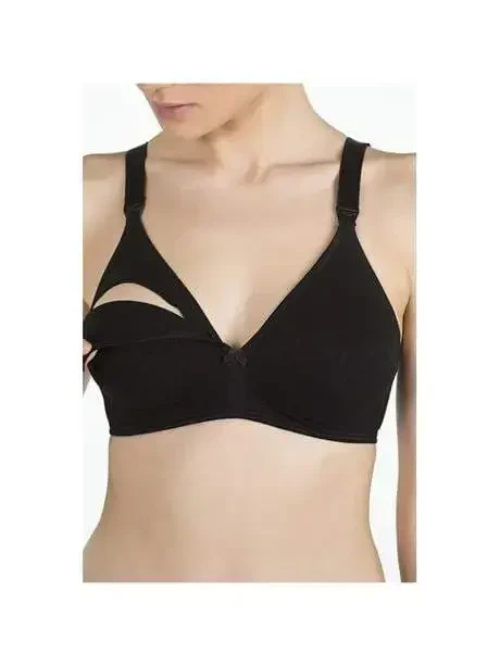 Women's Black Cotton Nursing Bra - 1