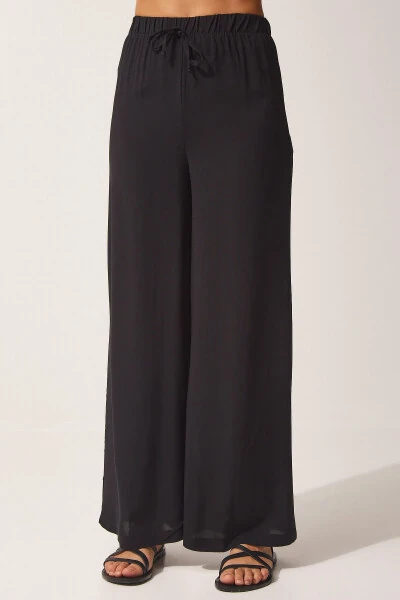 Women's Black Cotton Viscose Palazzo Pants BV00076 - 4